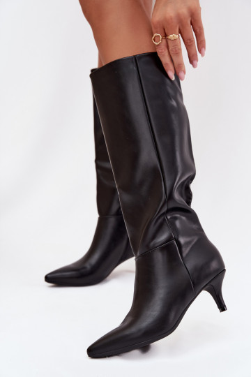 bottes pour femmes Activé Faiblej Szpilce réchauffer en cuir écologique couleur noire Il fautrcellia