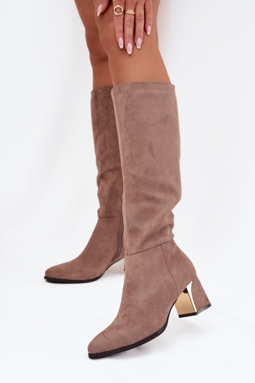 bottes pour femmes avec des talons Ze couleur doréem Élément beige Nivarae