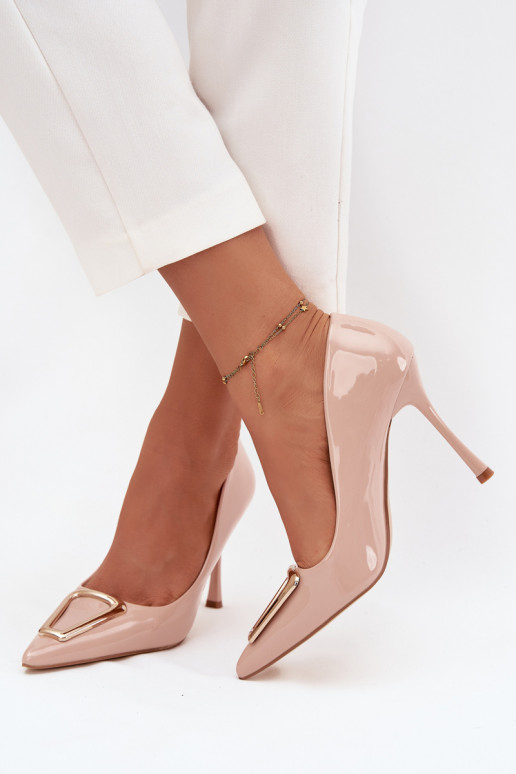 avec effet vernis chaussures à talons hauts Ze couleur doréem Detalem beige Paivelle avec effet vernis chaussures à talons hauts Ze couleur doréem Detalem beige Paivelle
