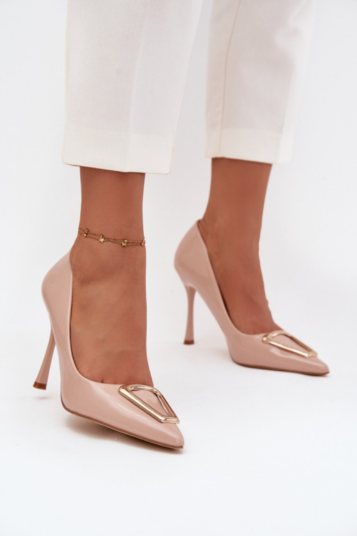avec effet vernis chaussures à talons hauts Ze couleur doréem Detalem beige Paivelle avec effet vernis chaussures à talons hauts Ze couleur doréem Detalem beige Paivelle