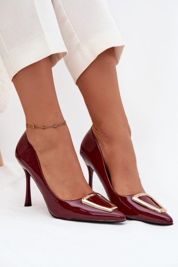 avec effet vernis chaussures à talons hauts Ze couleur doréem Detalem Bourgogne Paivelle