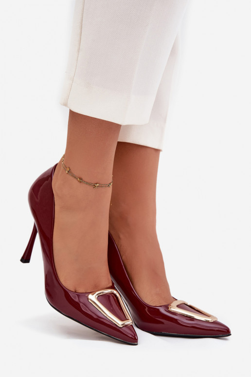 avec effet vernis chaussures à talons hauts Ze couleur doréem Detalem Bourgogne Paivelle avec effet vernis chaussures à talons hauts Ze couleur doréem Detalem Bourgogne Paivelle