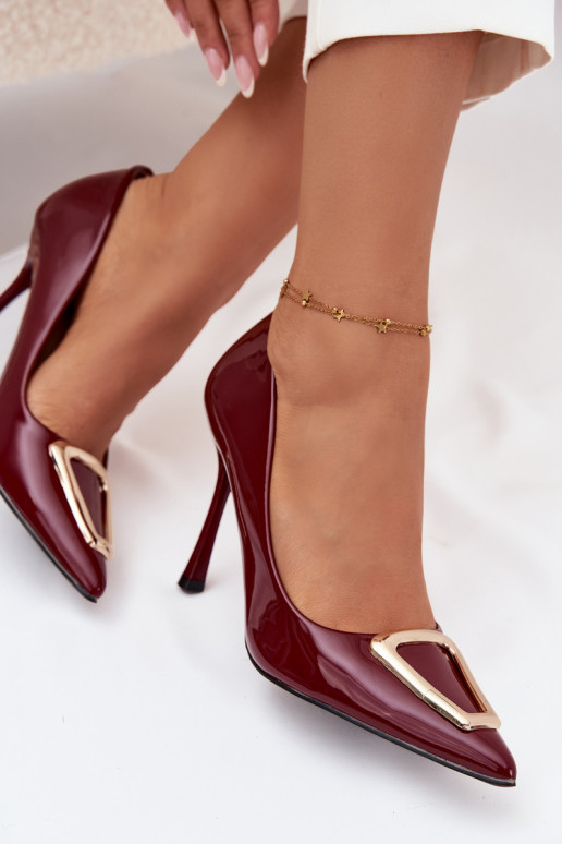 avec effet vernis chaussures à talons hauts Ze couleur doréem Detalem Bourgogne Paivelle avec effet vernis chaussures à talons hauts Ze couleur doréem Detalem Bourgogne Paivelle