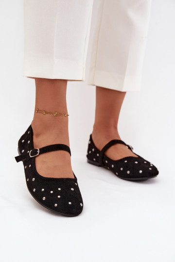 Décoré Ballerines Féminin avec des sangles couleur noire Olivisse 2