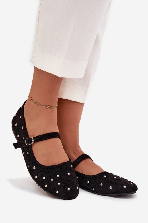 Décoré Ballerines Féminin avec des sangles couleur noire Olivisse Décoré Ballerines Féminin avec des sangles couleur noire Olivisse