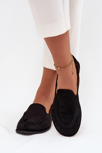 Mocassins pour femmes en suédine à semelle plate noires Miryelle