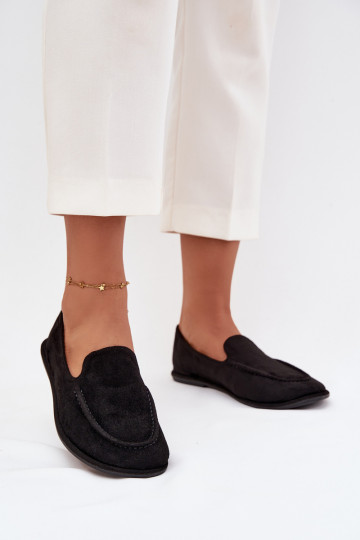 Mocassins pour femmes en suédine à semelle plate noires Miryelle 2