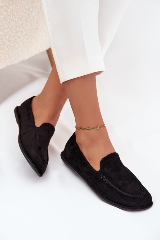 mocassins pour femmesen daim écologiqueu isocèle couleur noire Miryelle