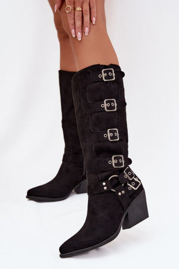 bottes style coÀ-boy avec des talons avec boucles couleur noire Fivelle 2