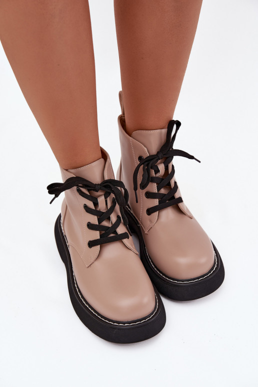 réchauffer Bottes pour femmes avec une plateforme avec des lacets beige Harmine réchauffer Bottes pour femmes avec une plateforme avec des lacets beige Harmine