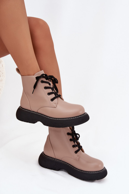 réchauffer Bottes pour femmes avec une plateforme avec des lacets beige Harmine réchauffer Bottes pour femmes avec une plateforme avec des lacets beige Harmine