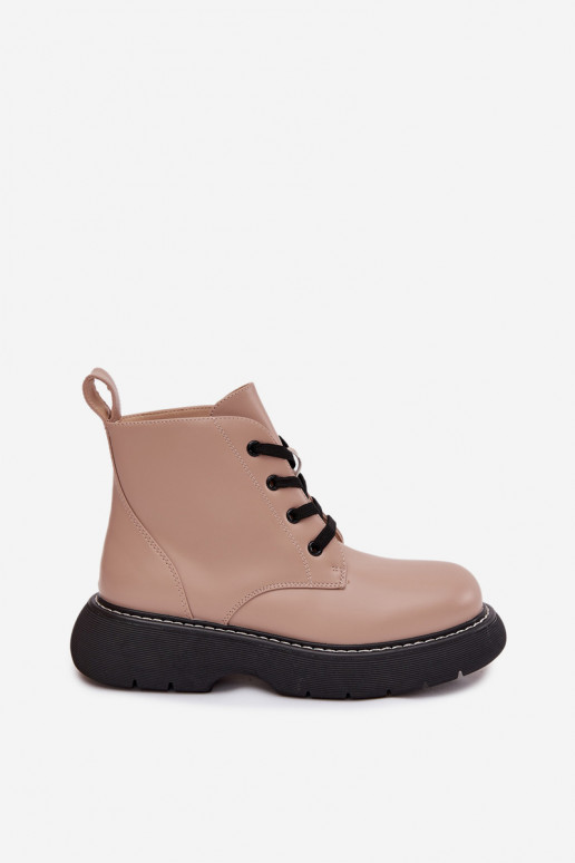 réchauffer Bottes pour femmes avec une plateforme avec des lacets beige Harmine réchauffer Bottes pour femmes avec une plateforme avec des lacets beige Harmine