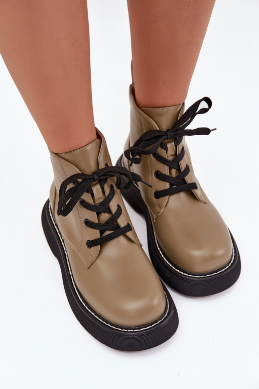 réchauffer Bottes pour femmes avec une plateforme avec des lacets couleur verte Harmine réchauffer Bottes pour femmes avec une plateforme avec des lacets couleur verte Harmine