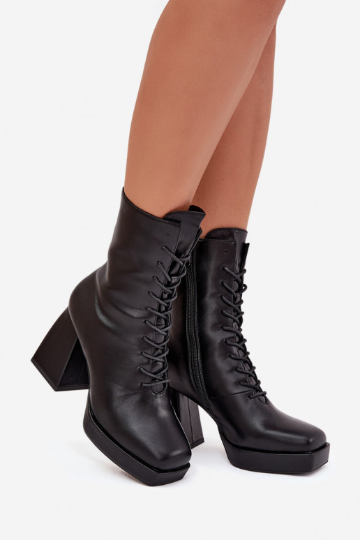 Bottes pour femmes réchauffer avec des talons Avec une dentelle couleur noire Juvina Bottes pour femmes réchauffer avec des talons Avec une dentelle couleur noire Juvina