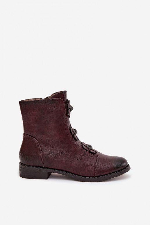 réchauffer Bottes pour femmes avec des talons larges Avec des décorationsi avec des motifs florauxkami Bourgogne Pravienne