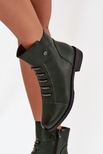 réchauffer Bottes pour femmes avec des talons larges couleur verte Labise