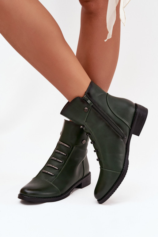réchauffer Bottes pour femmes avec des talons larges couleur verte Labise