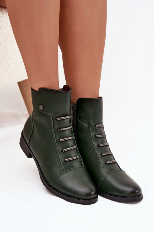 réchauffer Bottes pour femmes avec des talons larges couleur verte Labise