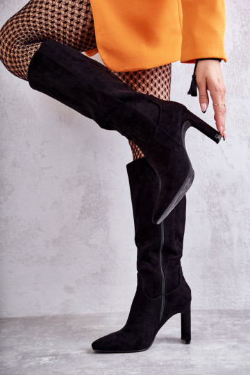 Bottes hautes noires à talons jusqu'aux genoux Truly Love 2