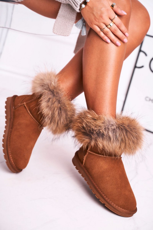 Féminin Peau Bottes de neige avec un manteau de fourrure marron Alexa