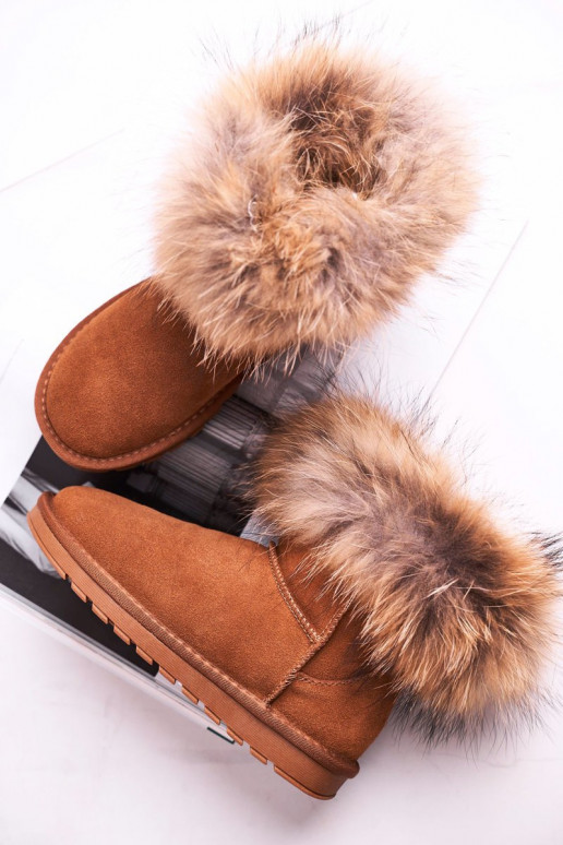 Féminin Peau Bottes de neige avec un manteau de fourrure marron Alexa