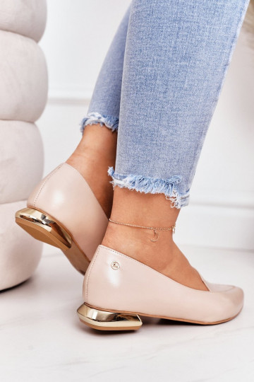 Mocassins beiges avec talons dorés Laura Messi 2013 2