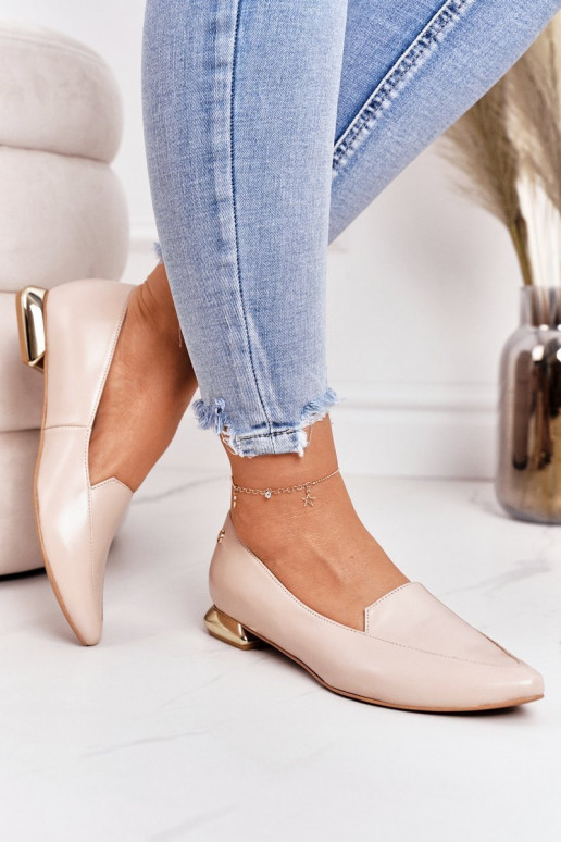 Mocassins avec des talons dorés Laura Messi 2013 beige