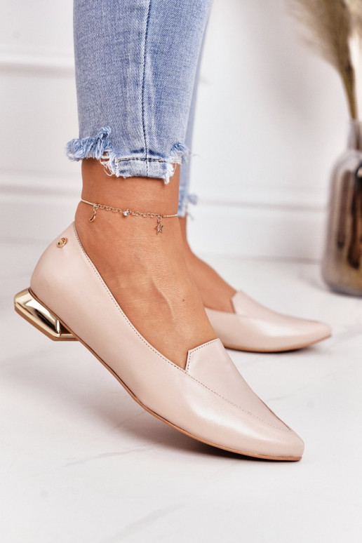 Mocassins avec des talons dorés Laura Messi 2013 beige