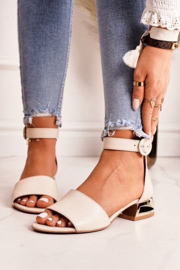 Sandales pour femmes avec des talons dorés Laura Messi 2143 beige 2