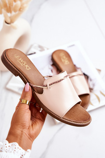 Pantoufles en cuir LeÀski Shoes 3047 beige