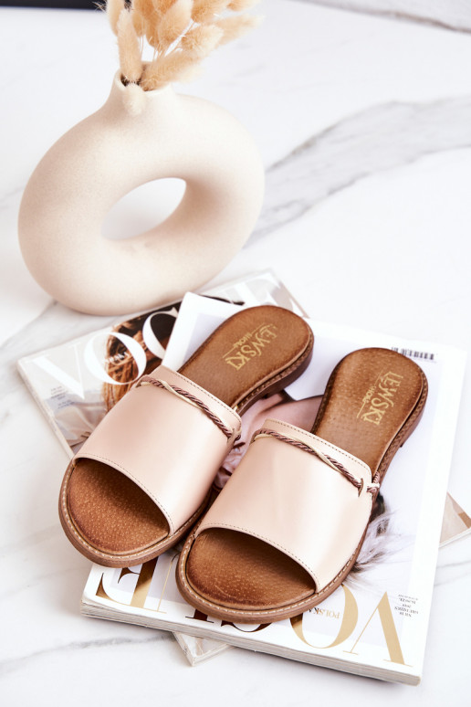 Pantoufles en cuir LeÀski Shoes 3047 beige Pantoufles en cuir LeÀski Shoes 3047 beige