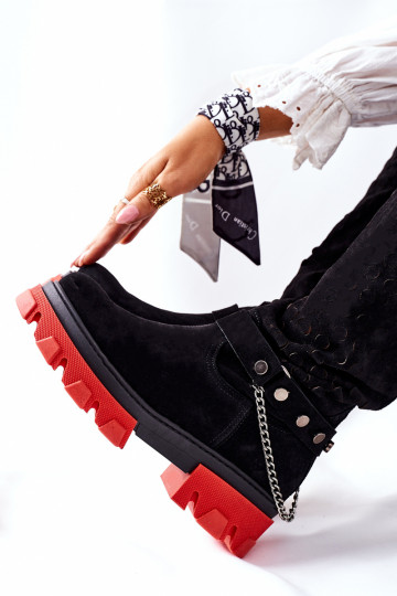 Féminin Peau bottes LeÀski couleur noire en daim 2866 2