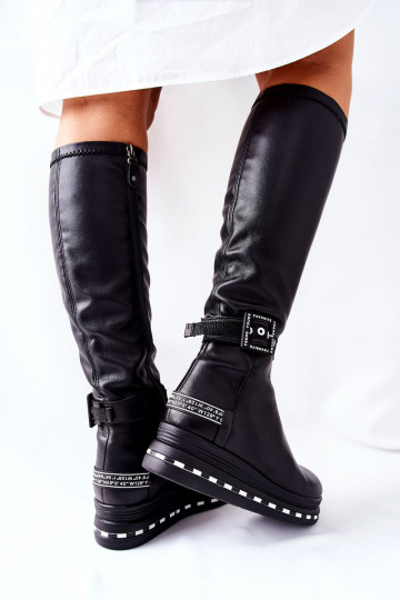 Peau bottes Il fautciejka avec une plateforme couleur noire 05293-01 2