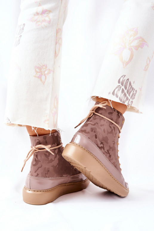 Style sportif Peau chaussures LeÀski 3034 beige avec camouflage Style sportif Peau chaussures LeÀski 3034 beige avec camouflage