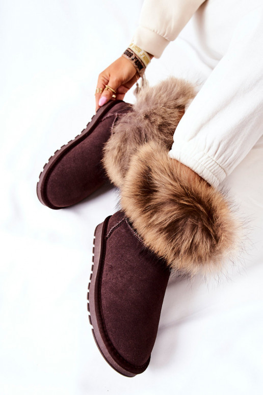 Féminin en daim Bottes de neige avec un manteau de fourrure marron Alexa Féminin en daim Bottes de neige avec un manteau de fourrure marron Alexa