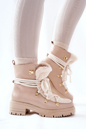 Peau Bottes chaussures avec des sangles LeÀski couleur ivoire 3116