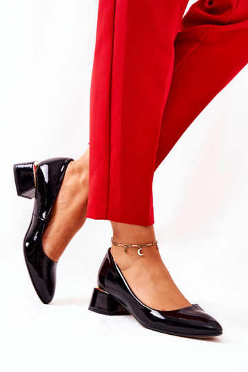 Peau avec effet vernis Chaussures LeÀski 3118 couleur noire 2