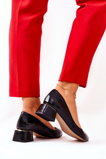 Peau avec imitation peau de serpent Chaussures LeÀski 3118 couleur noire 2