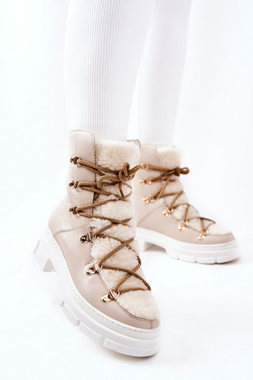 réchauffer Peau Bottes chaussures couleur ivoire Nerisso