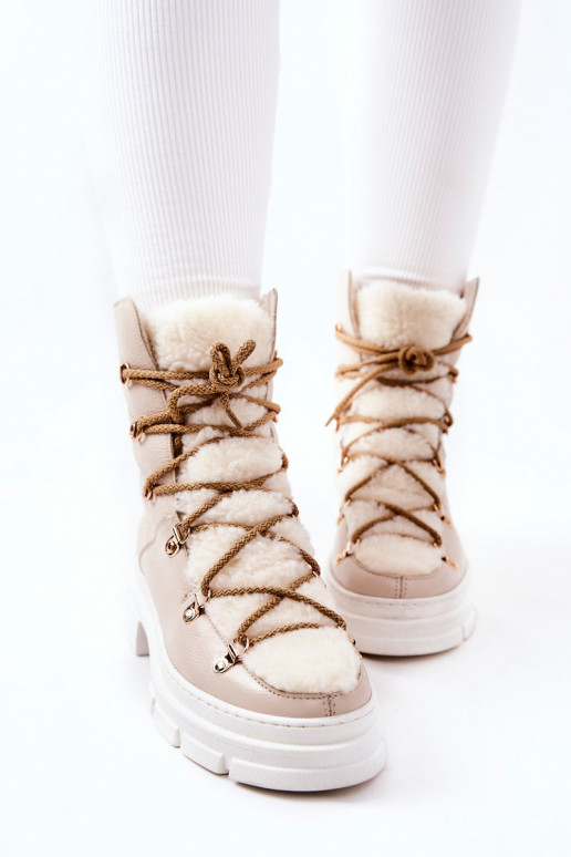 réchauffer Peau Bottes chaussures couleur ivoire Nerisso