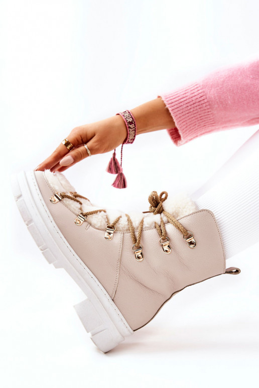 réchauffer Peau Bottes chaussures couleur ivoire Nerisso