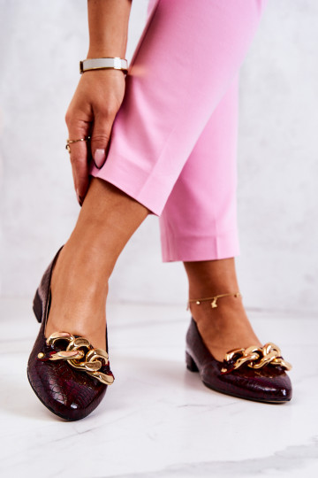 Peau avec effet vernis avec imitation peau de serpent Chaussures Bourgogne Elissabeth 2