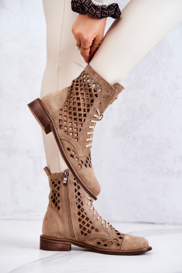 Zazoo 2695 avec des éléments ajourés Peau Bottes marron 2