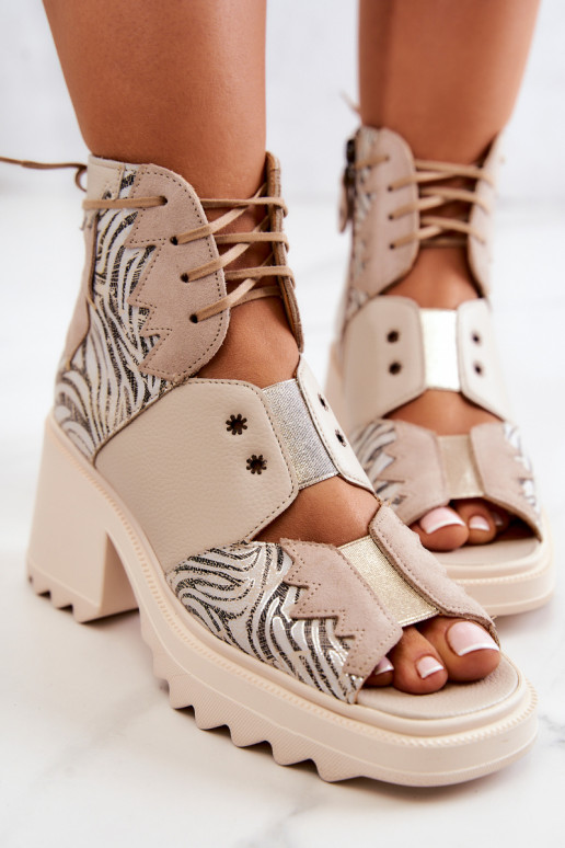 Peau Bottes avec fermetures éclair Il fautciejka 05321-04 beige