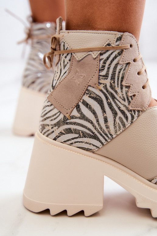 Peau Bottes avec fermetures éclair Il fautciejka 05321-04 beige