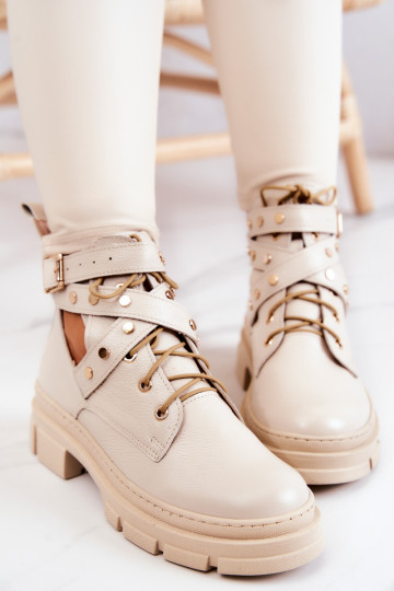 Peau Féminin Bottes Avec découpes couleur ivoire Everly