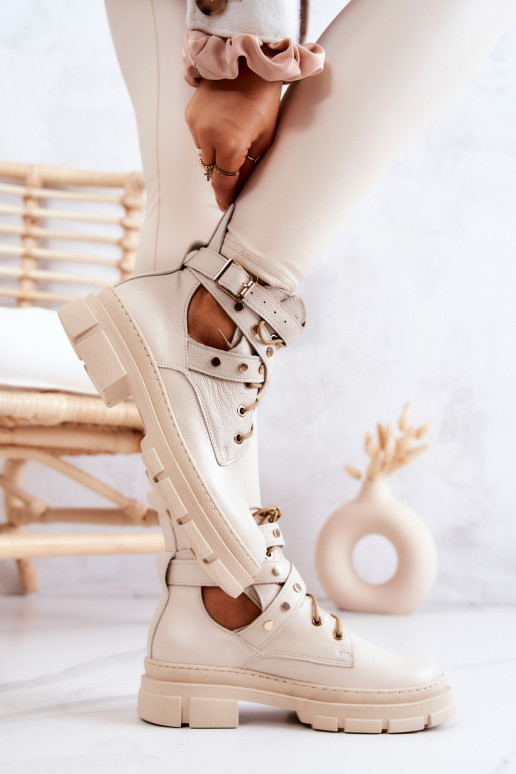 Peau Féminin Bottes Avec découpes couleur ivoire Everly