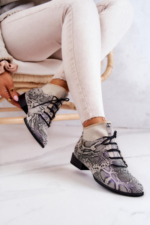 Bottes pour femmes en daim Chaussure avec imitation peau de serpent Il fautciejka 04744-03 beige Bottes pour femmes en daim Chaussure avec imitation peau de serpent Il fautciejka 04744-03 beige