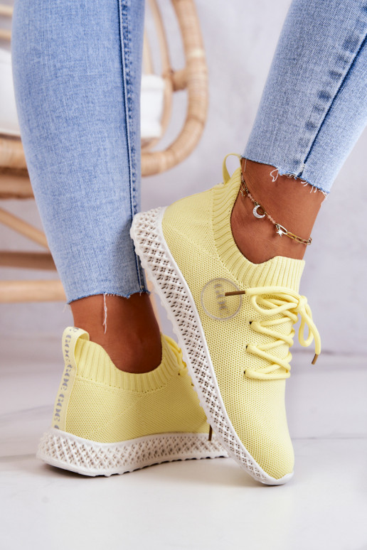 Féminin Style sportif chaussures GOE JJ2N4150 couleur jaune Féminin Style sportif chaussures GOE JJ2N4150 couleur jaune