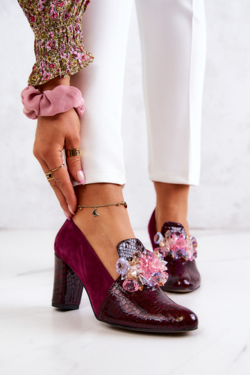 en daim avec imitation peau de serpent Chaussures avec des ornements Bourgogne Il fautllory